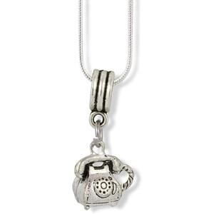 Telephone (Old Style Rotary) Charm Snake Chain Necklace